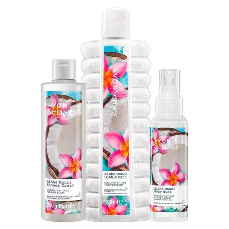 Avon Senses Aloha Monoi Set Косметичний набір 3 в 1 “Тропічний рай“